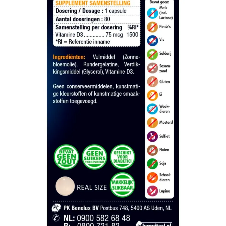 Lucovitaal Vitamine D3 75mcg Capsules< Botten En Spieren|Vitamines