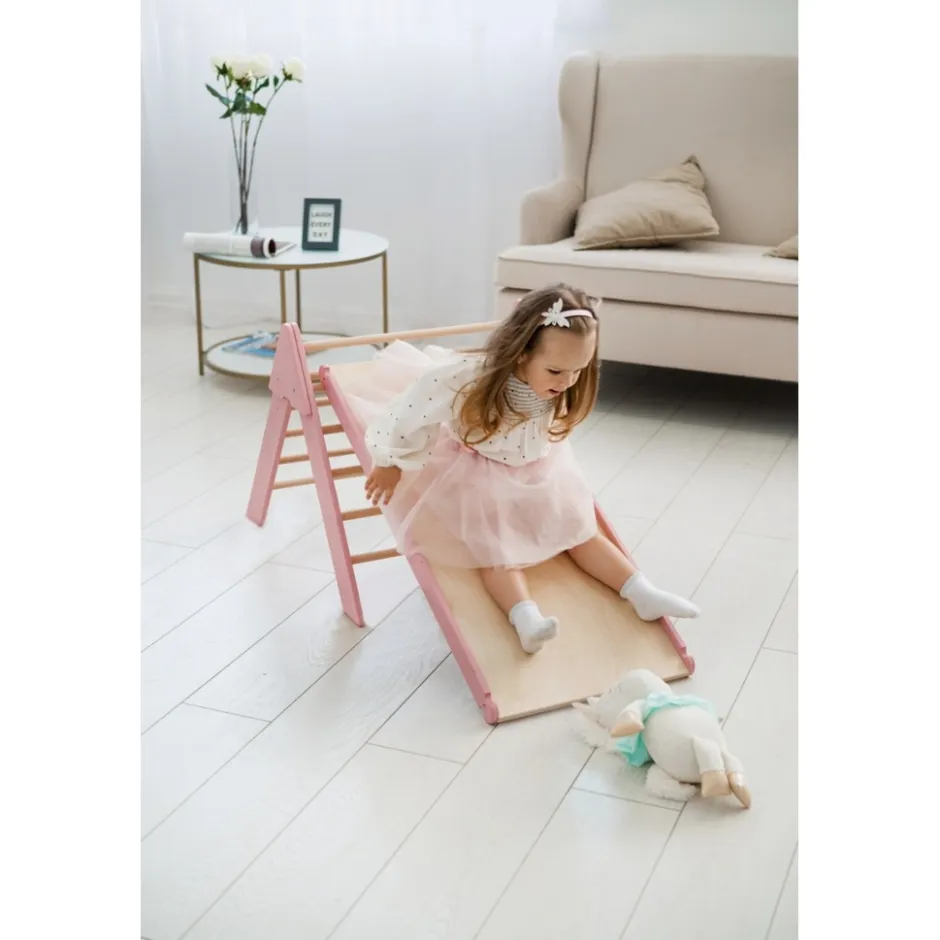 Luna Toys Houten Klimrek met Glijbaan< Speeltoestellen|Houten Klimrekken