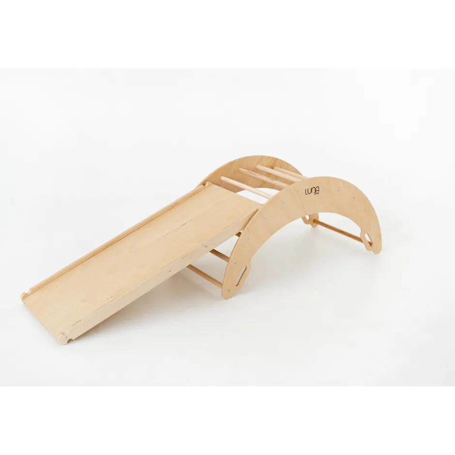 Luna Toys Naturel ECO Houten Klimrek met Glijbaan< Speeltoestellen|Verrassend Speelgoedvoordeel