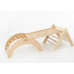 Naturel Houten Klimrek met Glijbaan|Luna Toys Best