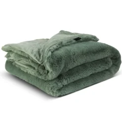 Lunetta Rabbit Fur Plaid Florence - green - 130x170cm| Clearance