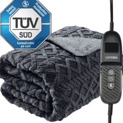Elektrische Bovendeken Warmte deken met Fleece/Sherpa Plaid|Luvego Hot