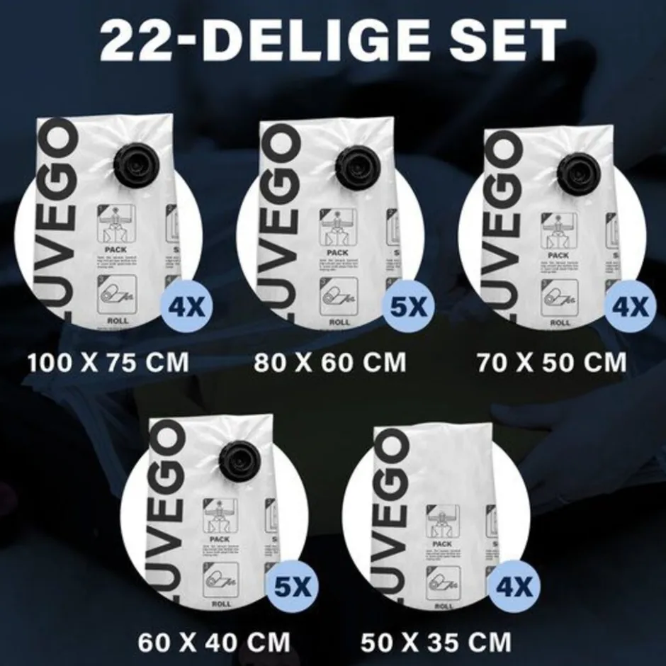 Vacuumzakken Kleding & Dekbedden 23 Stuks / 5 Maten Reiszakken Vacuum Opbergzakken|Luvego Sale