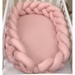 Amy Pure Roze 2-in-1 Babynest en Braided Bedbumper|MamaLoes