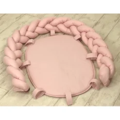 Amy Pure Roze 2-in-1 Babynest en Braided Bedbumper|MamaLoes