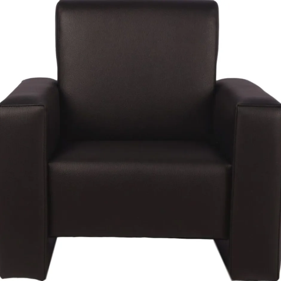 Jamie Zwart Leren Kinderfauteuil|MamaLoes