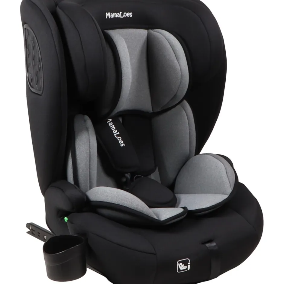 MamaLoes Mick Zwart/Grijs Isofix 76-150 cm i-Size Autostoel< Autostoel