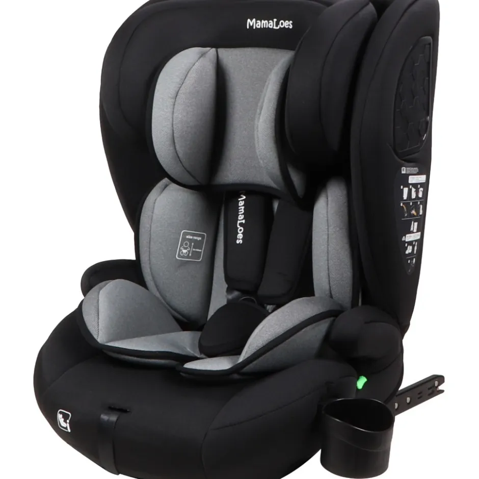 MamaLoes Mick Zwart/Grijs Isofix 76-150 cm i-Size Autostoel< Autostoel