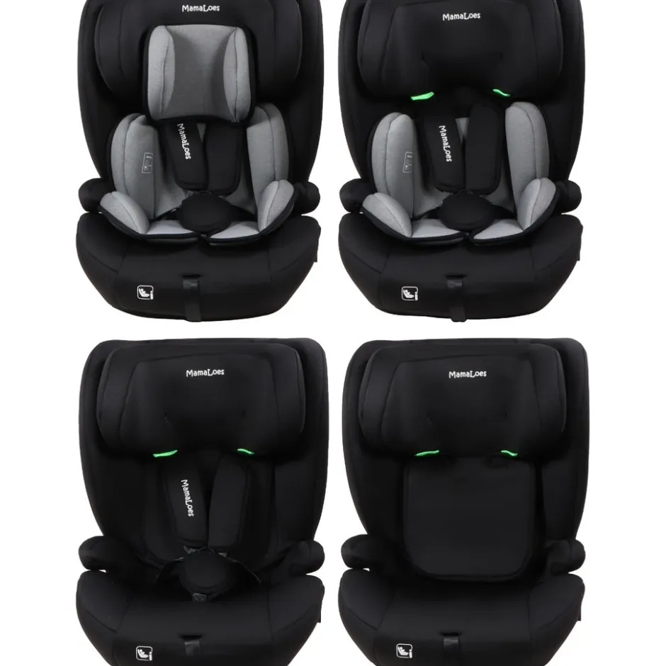 MamaLoes Mick Zwart/Grijs Isofix 76-150 cm i-Size Autostoel< Autostoel
