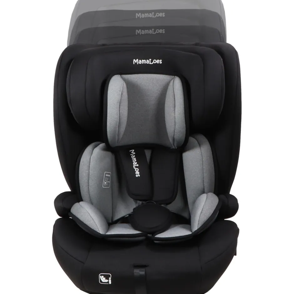 MamaLoes Mick Zwart/Grijs Isofix 76-150 cm i-Size Autostoel< Autostoel
