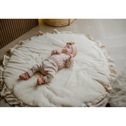 Soft Cotton Ruffle Ecru 90 cm Rond Boxkleed|MamaLoes Online