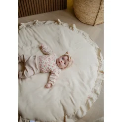 Soft Cotton Ruffle Ecru 90 cm Rond Boxkleed|MamaLoes Online