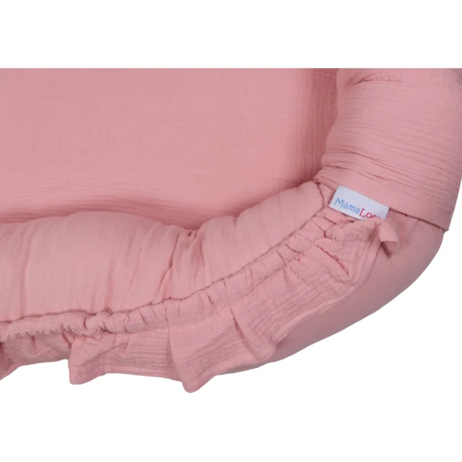 Soft Cotton Ruffle Licht Roze Babynest|MamaLoes Hot