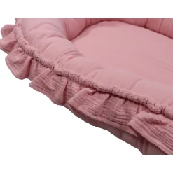 Soft Cotton Ruffle Licht Roze Babynest|MamaLoes Hot