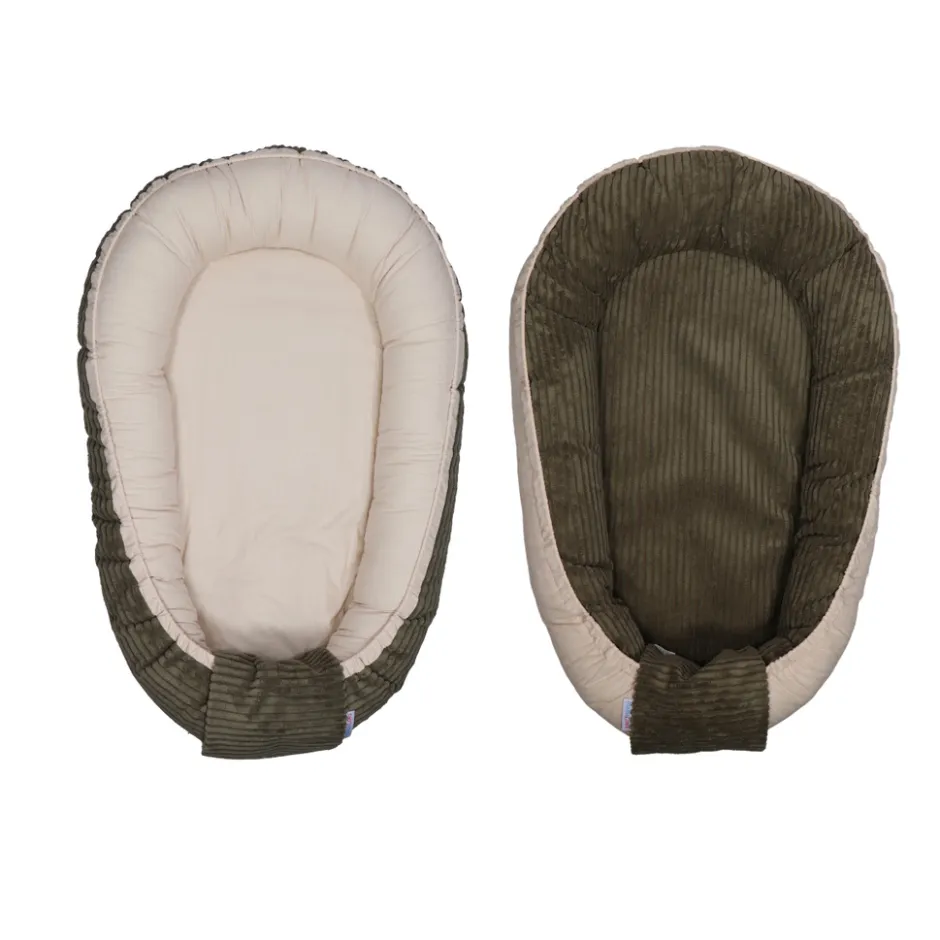 MamaLoes Velours Rib Groen Omkeerbaar Babynest< Babynestjes