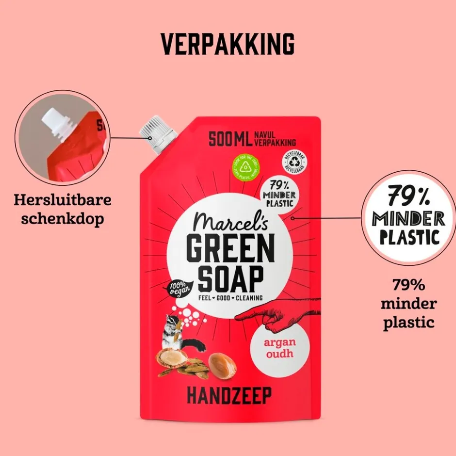 Marcel's Green Soap Argan & Oudh Handzeep Navulling< Handzeep Navulling|Handzeep