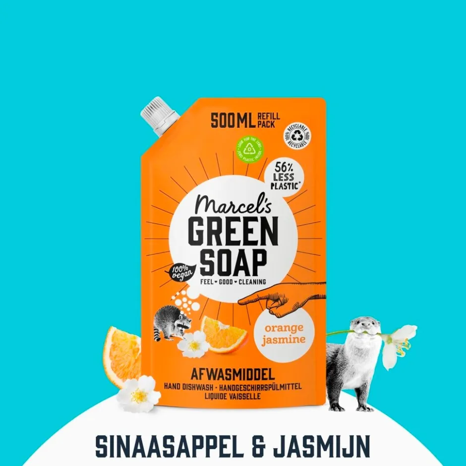 Orange & Jasmine Afwasmiddel Navulling|Marcel's Green Soap New