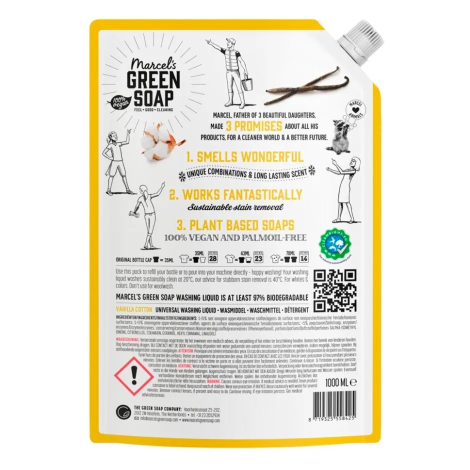 Marcel's Green Soap Vanille & Katoen Universeel Wasmiddel Navulling< Wasmiddel
