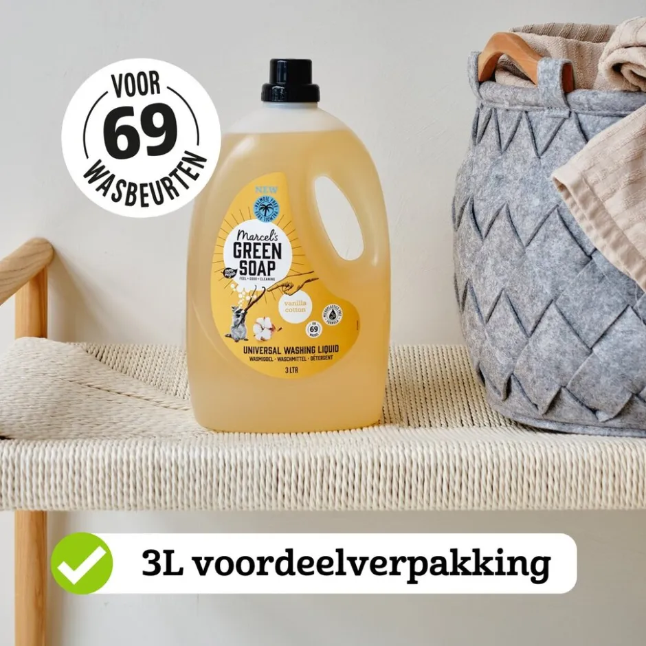 Vanille & Katoen Vloeibaar Wasmiddel|Marcel's Green Soap