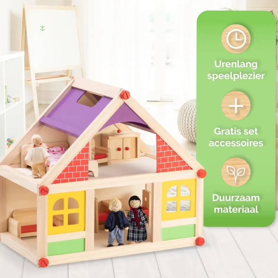 Marionette Wooden Toys Poppenhuis MEMPO7770/006< Houten Poppenhuizen En Tafels