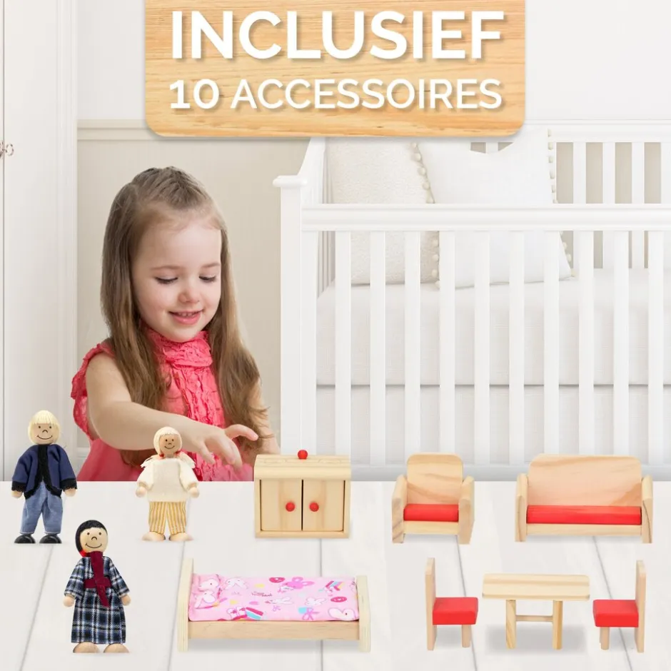 Marionette Wooden Toys Poppenhuis MEMPO7770/006< Houten Poppenhuizen En Tafels