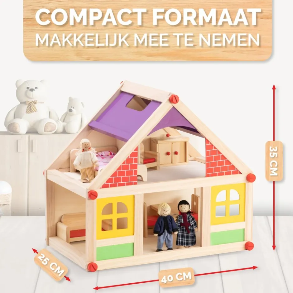 Marionette Wooden Toys Poppenhuis MEMPO7770/006< Houten Poppenhuizen En Tafels