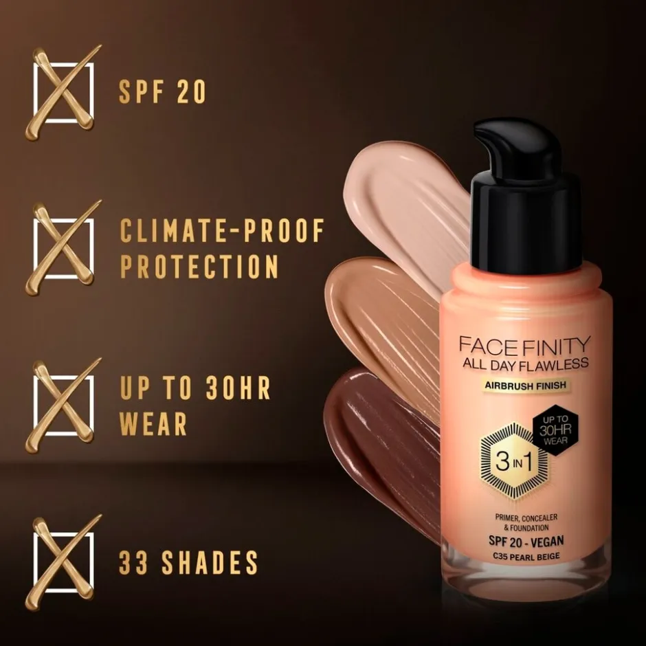 Facefinity All Day Flawless C35 Pearl Beige Foundation|Max Factor Discount
