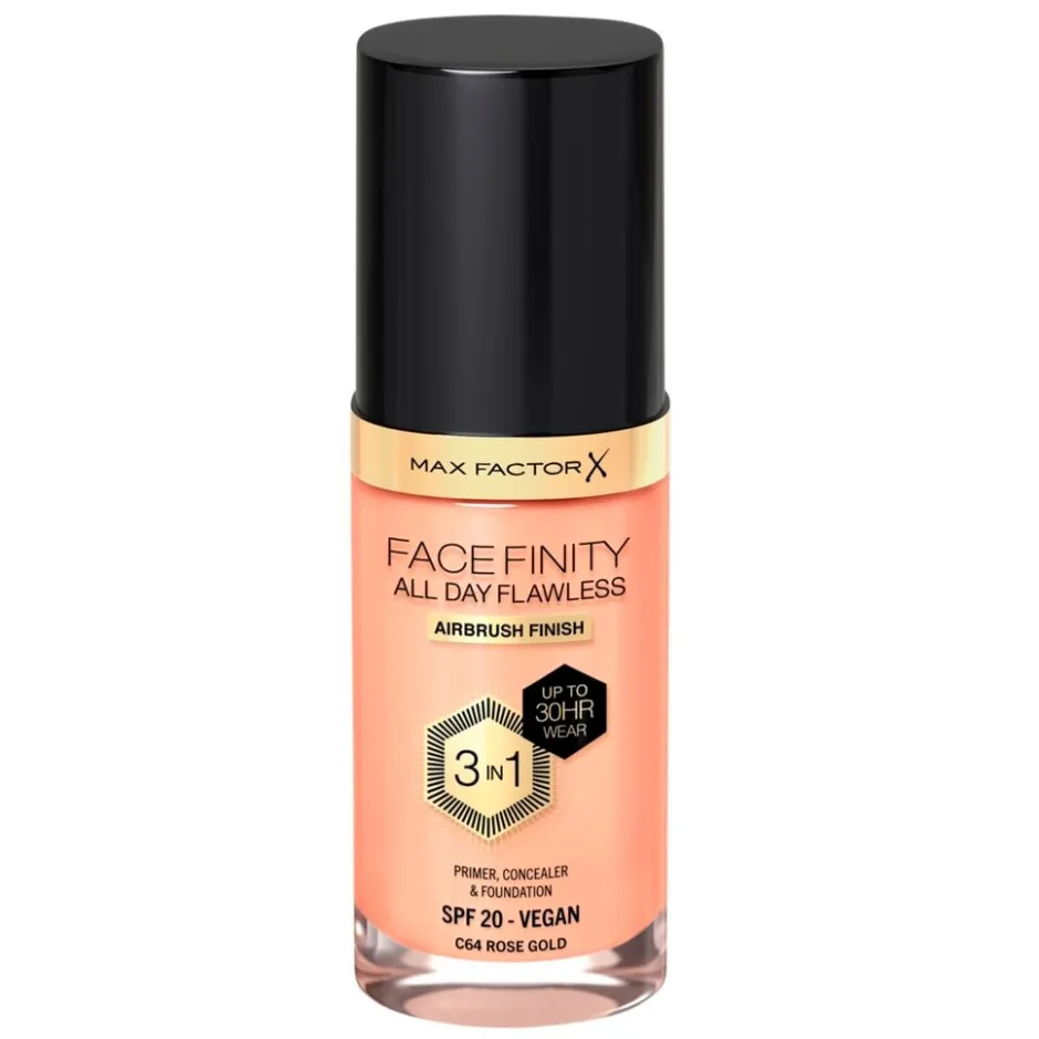 Facefinity All Day Flawless C64 Rose Gold Foundation|Max Factor Hot