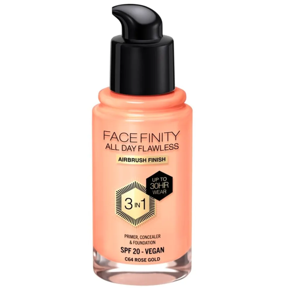 Facefinity All Day Flawless C64 Rose Gold Foundation|Max Factor Hot