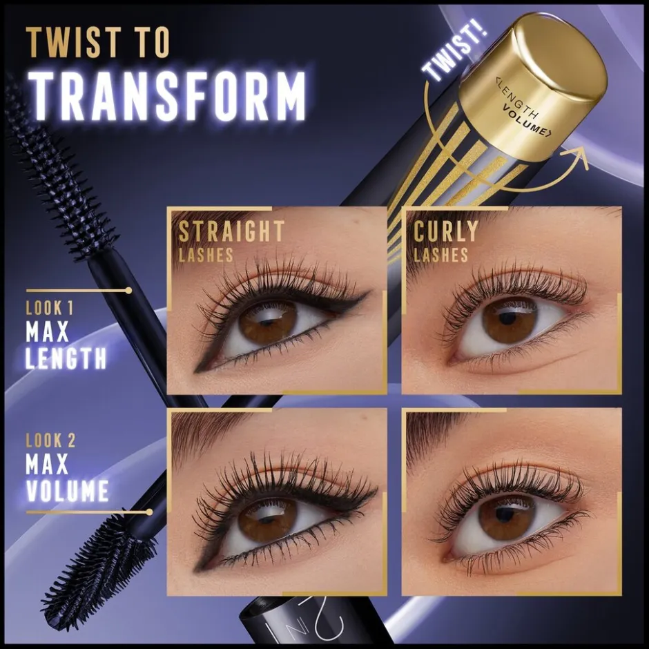 Max Factor Masterpiece 2-in-1 Lash Wow Midnight Black Mascara< Mascara