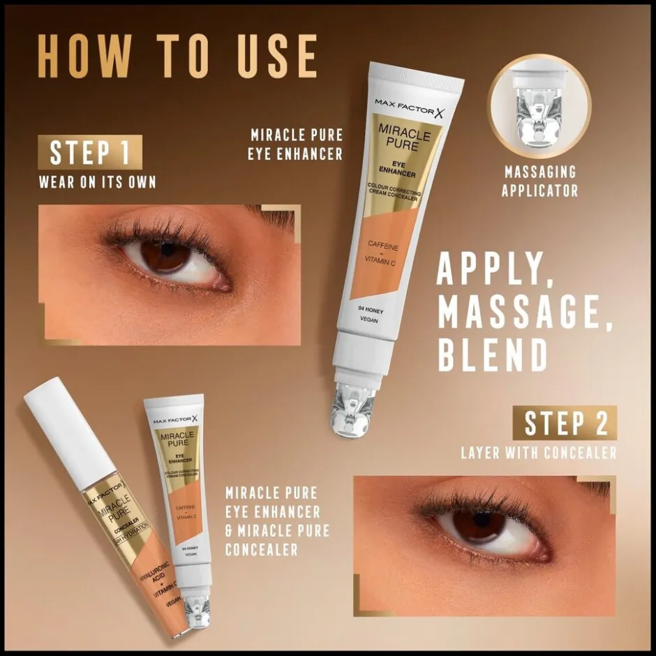 Miracle Pure Cream Concealer 03 Peach Eye Enhancer|Max Factor Best