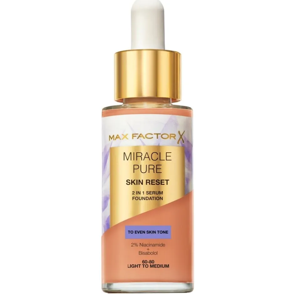 Max Factor Miracle Pure Skin Reset 60-80 Light to Medium 2-in-1 Serum Foundation< Foundation