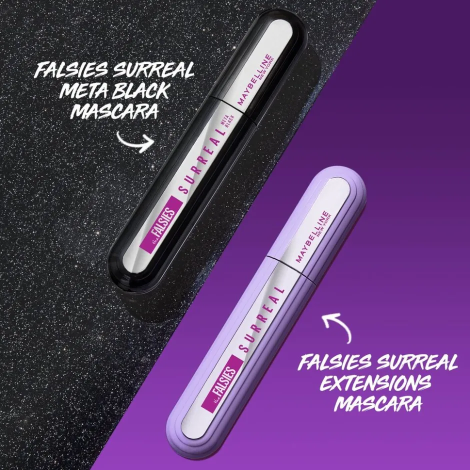 New York The Falsies Surreal Extensions Meta Black Mascara|Maybelline Hot