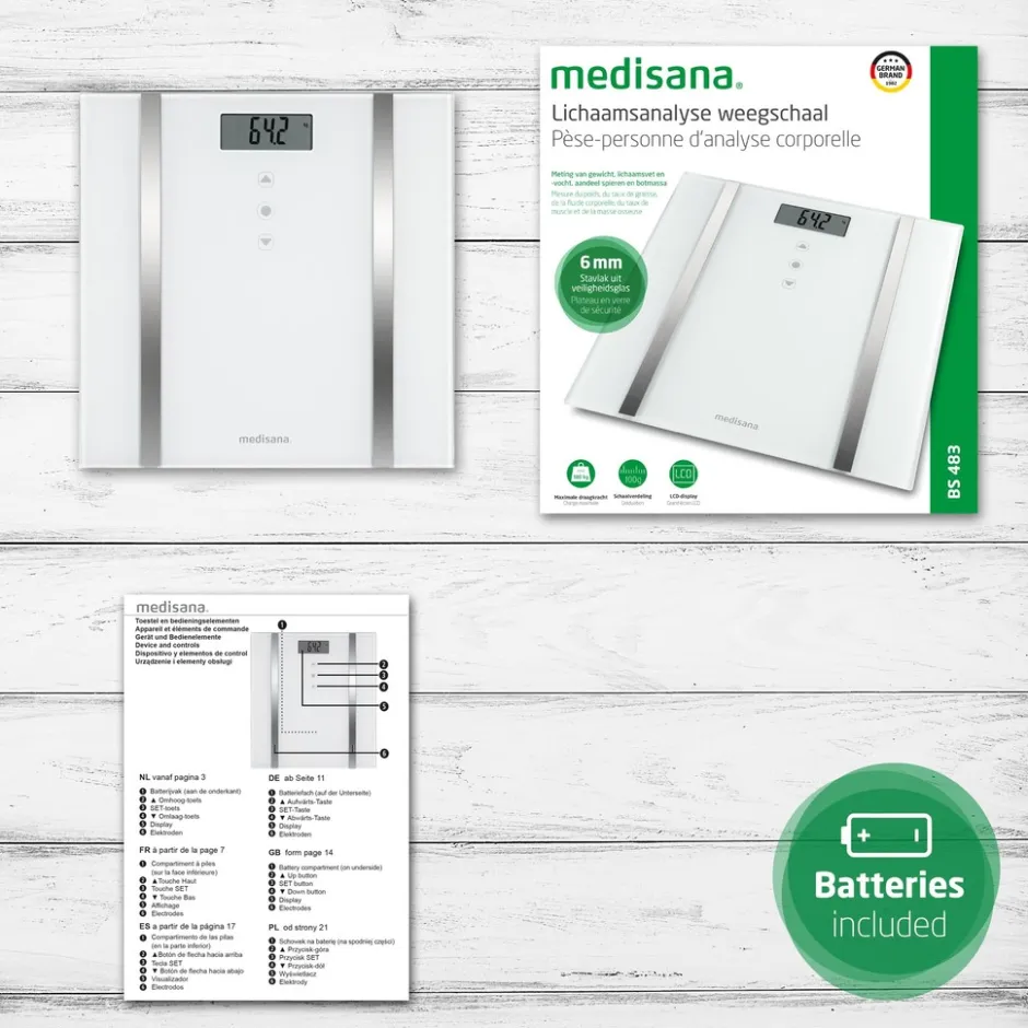 Medisana BS 483 Lichaamsanalyse weegschaal< Weegschaal