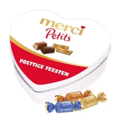Merci Petits geschenkdoos hartje "prettige feesten"< Chocolade