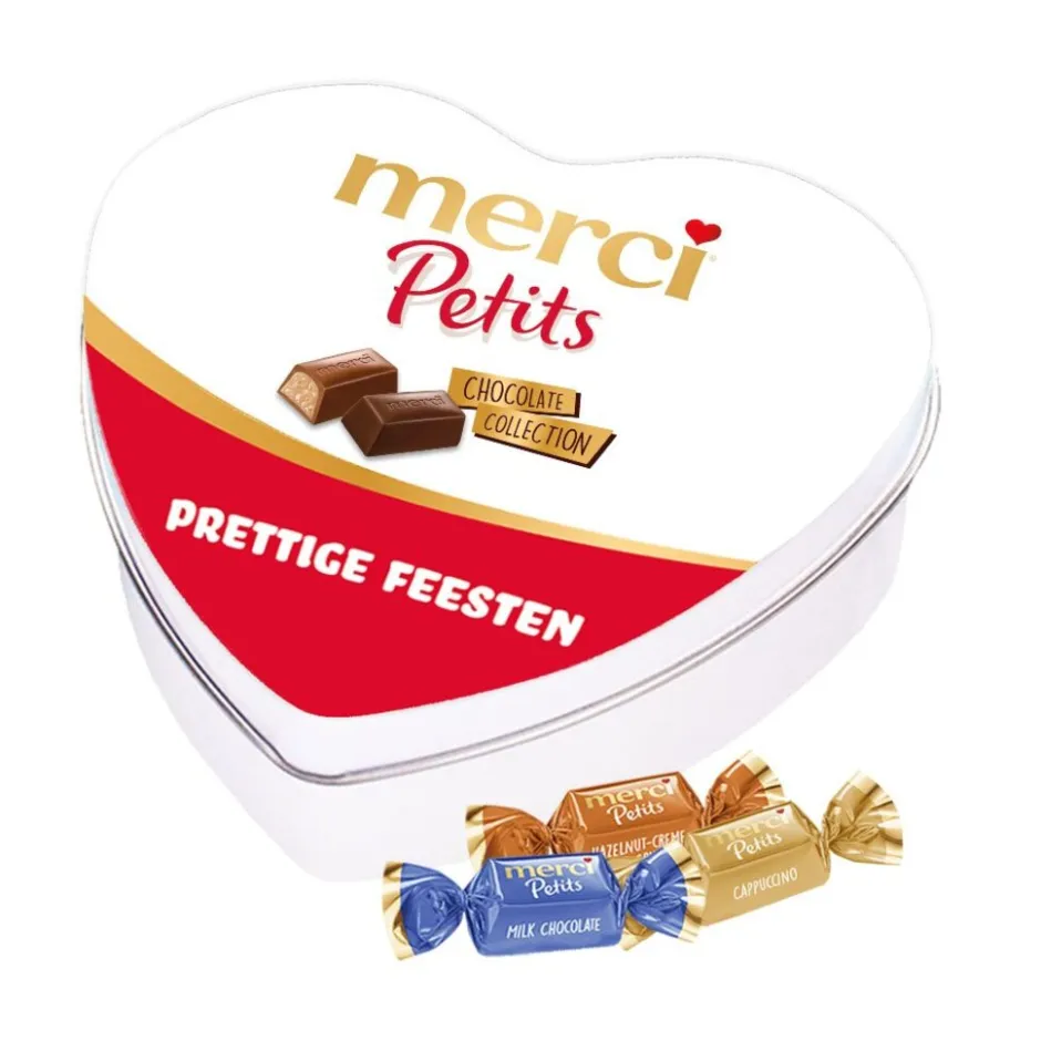 Merci Petits geschenkdoos hartje "prettige feesten"< Chocolade