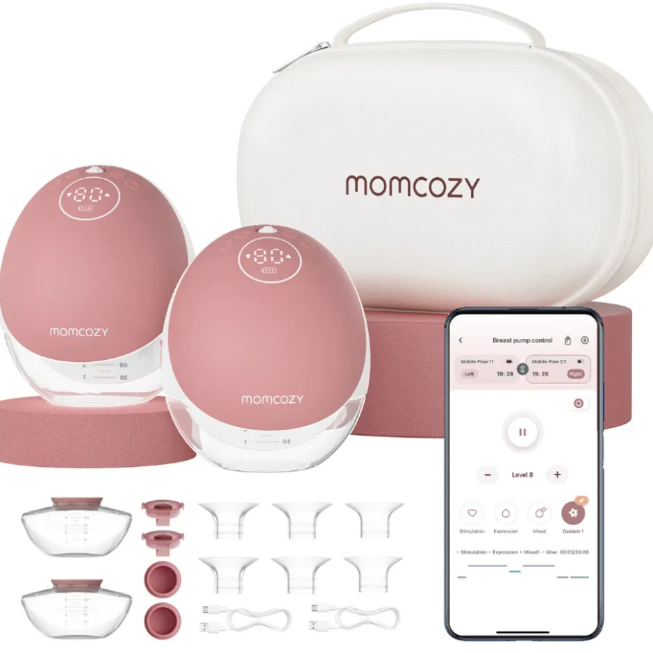 Momcozy M9 Dubbele Oplaadbare Handsfree Borstkolf met app bediening< Borstvoedingsaccessoires