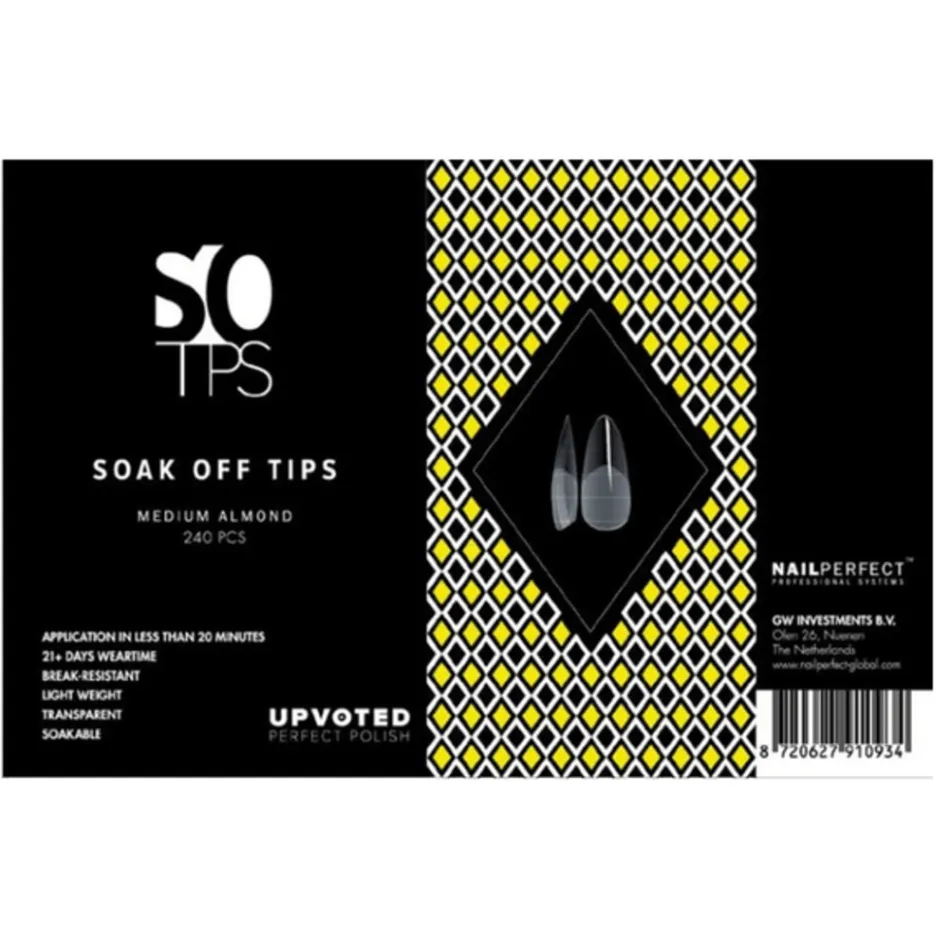 NailPerfect UPVOTED Soak Off Tips Medium Almond< Acryl Nagels
