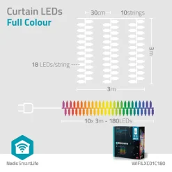 Nedis WIFILXC01C180 Smart Wifi LED gordijn< Kerstverlichting