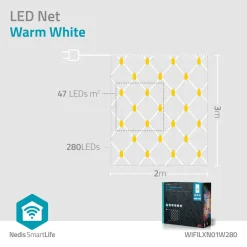 Nedis WIFILXN01W280 Smart Wifi LED net< Kerstverlichting