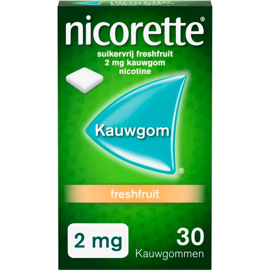 Nicorette Fresh Fruit 2mg Suikervrije Kauwgom< Stoppen Met Roken