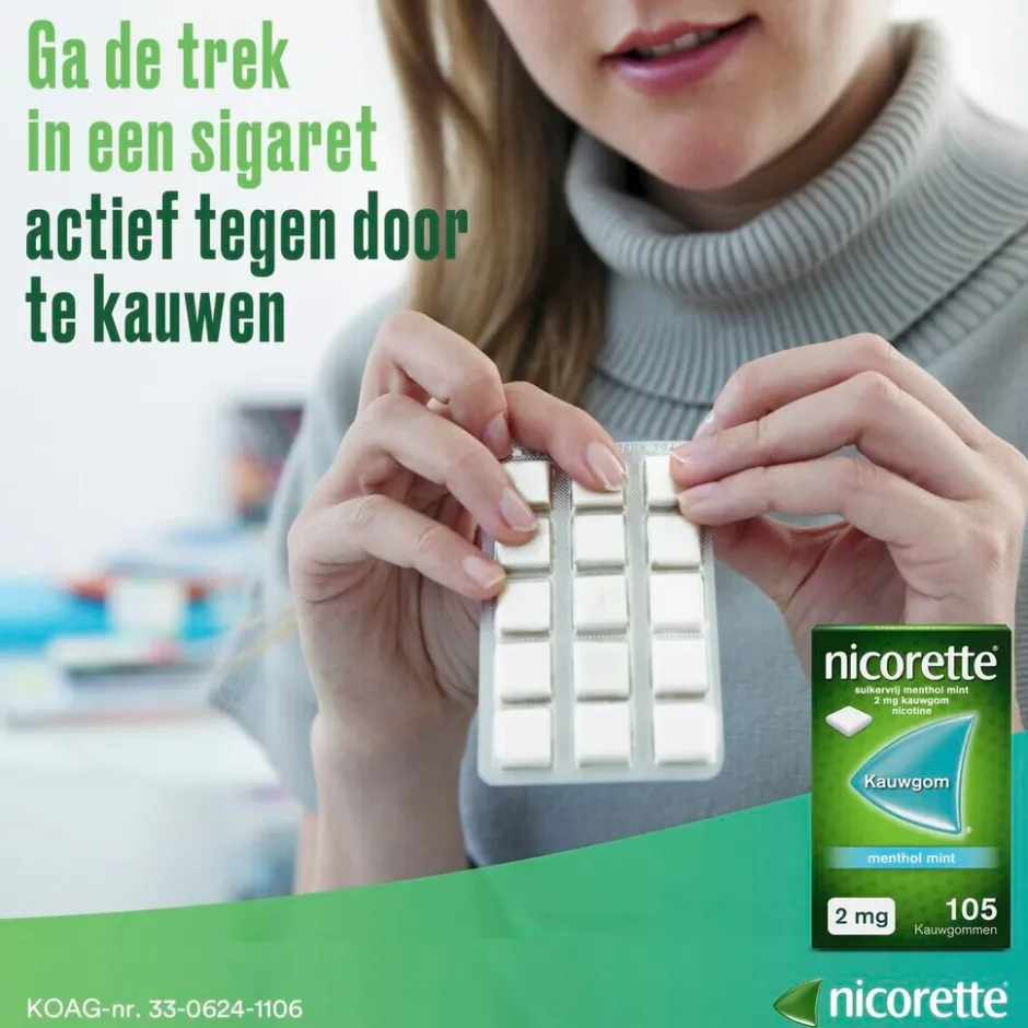 Menthol Mint 4mg Suikervrije Kauwgom|Nicorette Discount