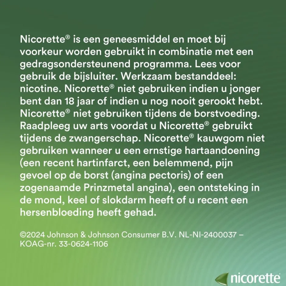 Nicorette Menthol Mint 2mg Suikervrije Kauwgom< Stoppen Met Roken