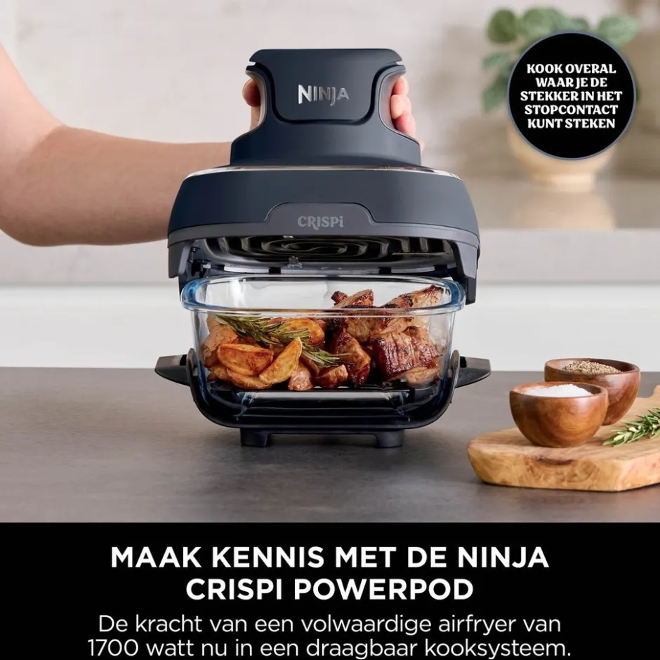 Ninja CRISPi 4-in-1 Glazen Airfryer FN101EUGY< Frituurpannen En Airfryers