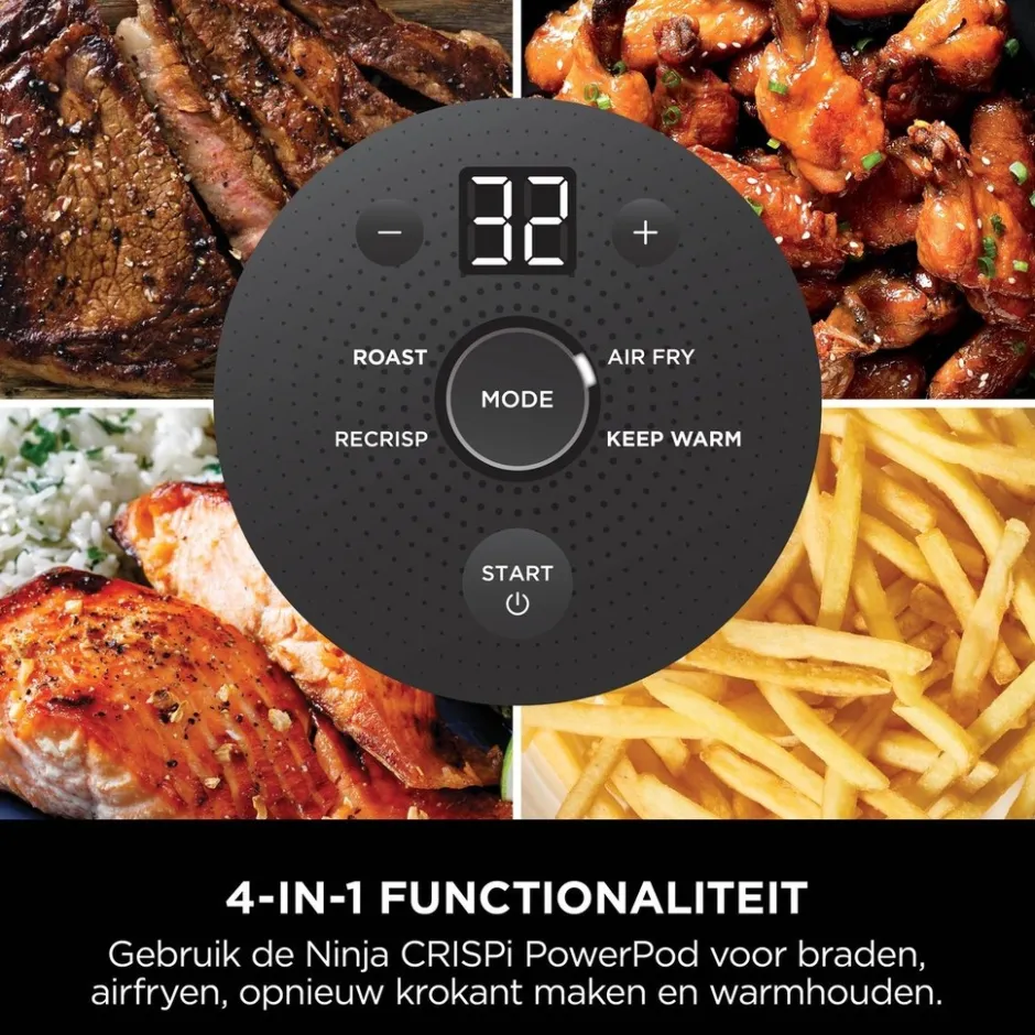 Ninja CRISPi 4-in-1 Glazen Airfryer FN101EUGY< Frituurpannen En Airfryers