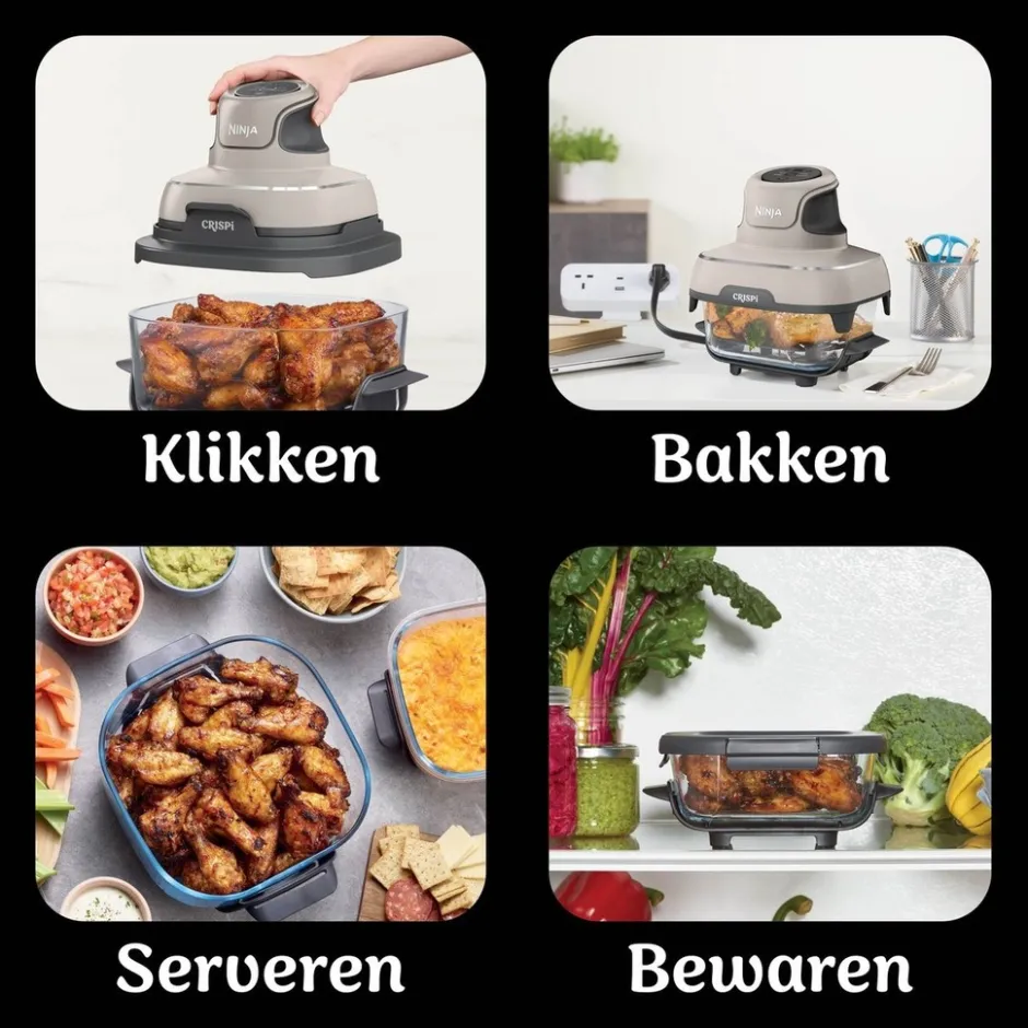 Ninja CRISPi 4-in-1 Glazen Airfryer FN101EUST< Frituurpannen En Airfryers