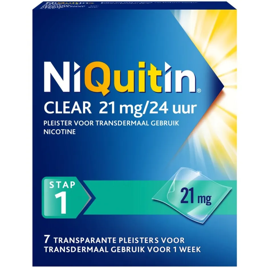 Niquitin Clear Pleister Stap 1 - 21 mg - Nicotinepleister< Stoppen Met Roken