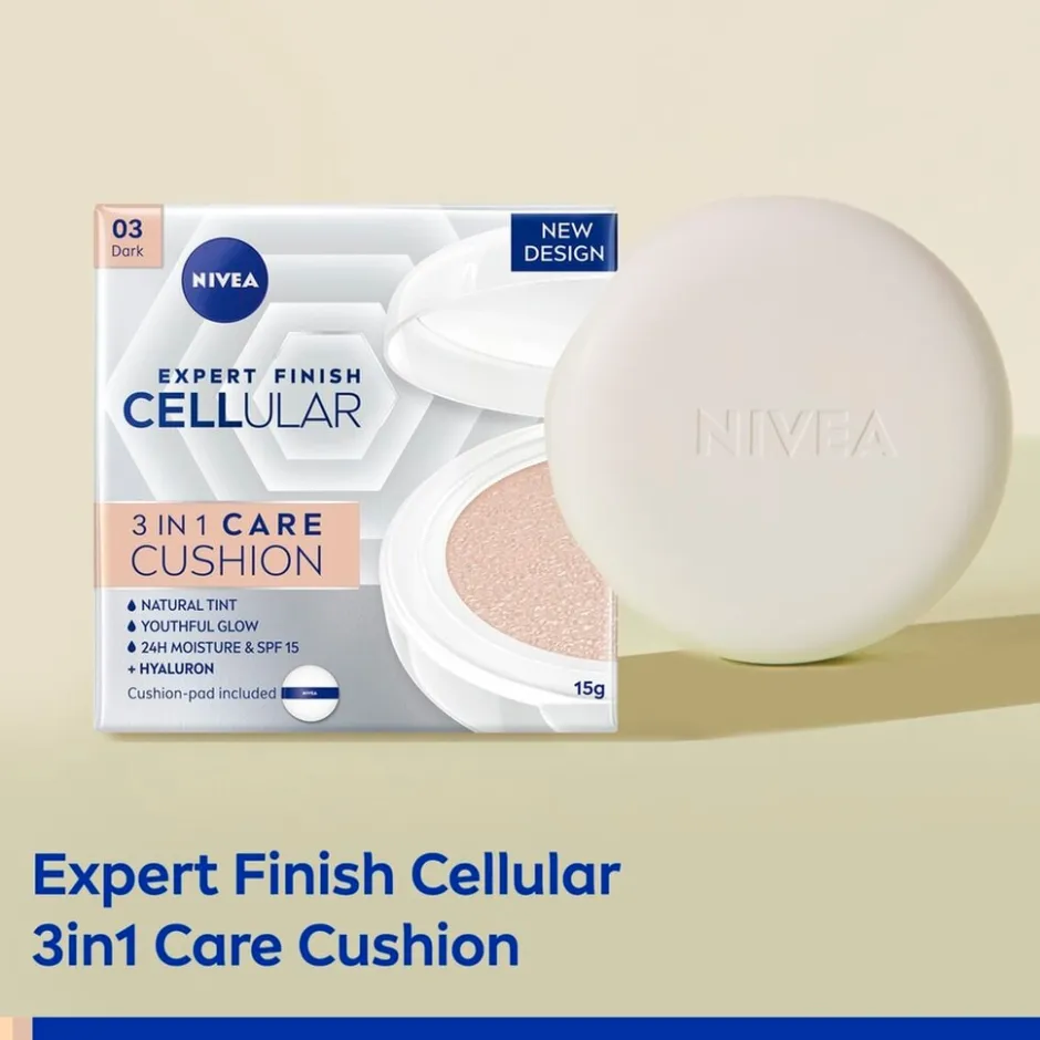 NIVEA Cellular Expert Finish 03 Medium Dark SPF15 3-In-1 Care Cushion Foundation|Nivea Skincare Best