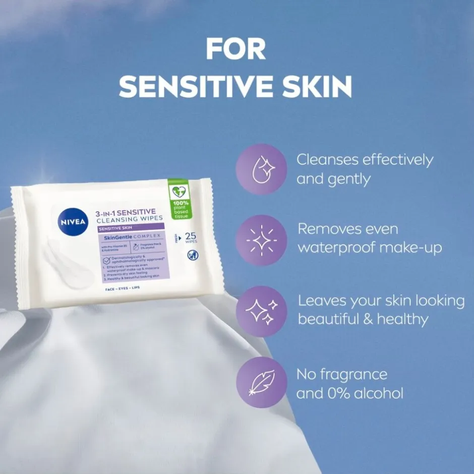 Nivea Skincare NIVEA 3-In-1 Sensitive Reinigingsdoekjes< Gezichtsreiniging