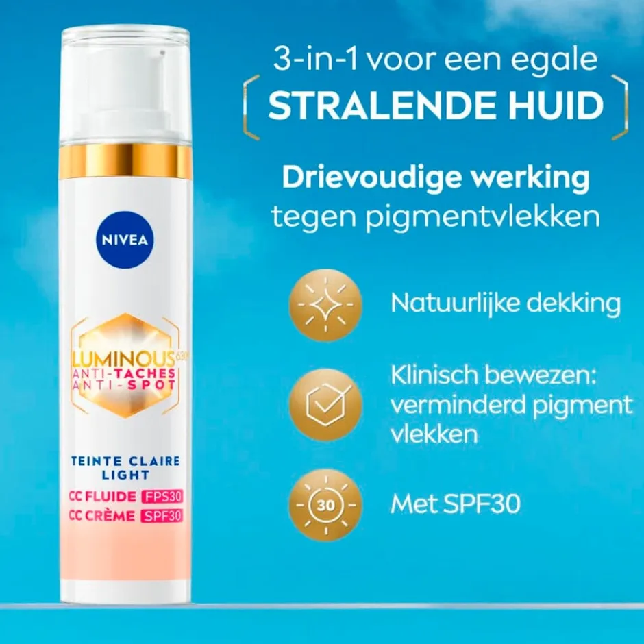 NIVEA Luminous630 Anti-spot SPF30 01 Light 3-in-1 CC Crème|Nivea Skincare New